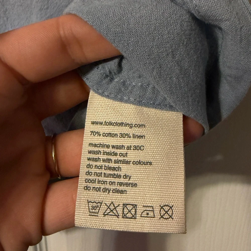 Folk Kota Men's Linen Blend Camp Shirt Embroidered - Picture 5 of 5